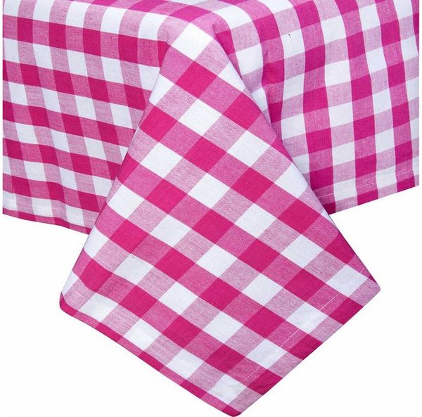 Homescapes Tischdecke Vichy-Karo Tischdecke pink kariert – 137 x 137 cm, 100% Baumwolle (1-tlg)