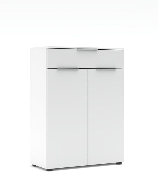 Büroschrank SANTORIN Weiß & weißes Glas – 80x110 cm