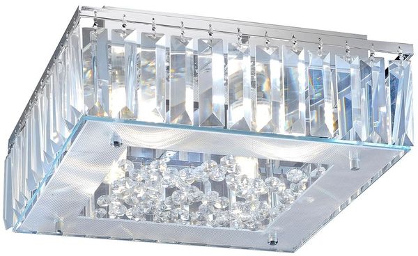 LED Deckenleuchte, Eisen, Chrom, Kristalle klar, L 30cm
