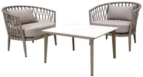 osoltus Vienna Lounge Gartenmöbel 2 Sessel und 1 Tisch salbei grün