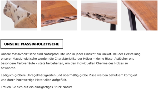 Couchtisch Baumkante massiv Akazie naturfarben 140 x 75 cm silber BILLY 72626560 Bild 6