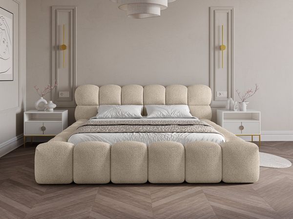 wonello Polsterbett Mira (das Original), Bett mit Bettkasten und Lattenrost – eleganter Boucle-Stoff