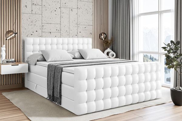ALTDECOR Boxspringbett VIONE-Z KING (mit Matratze und Lattenrost Topper Polsterbett mit Bettkasten Boxbett), H4 Multipocket, H3 Bonellfederung, Doppelbett Springboxbett