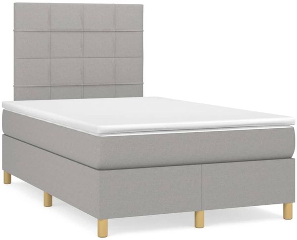 vidaXL Boxspringbett mit Matratze Hellgrau 120x190 cm Stoff 3269930