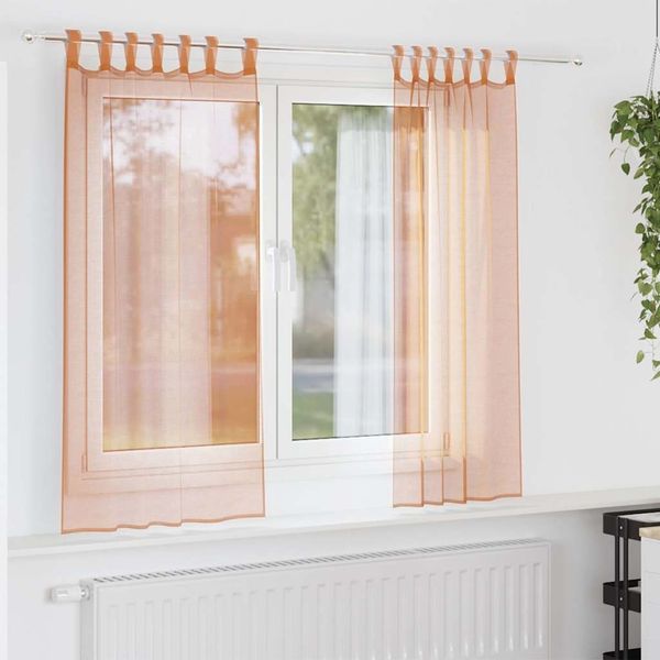 vidaXL Voile Vorhänge mit Schlaufen 2 Stk. Terrakottarot 140x175 cm 4102322