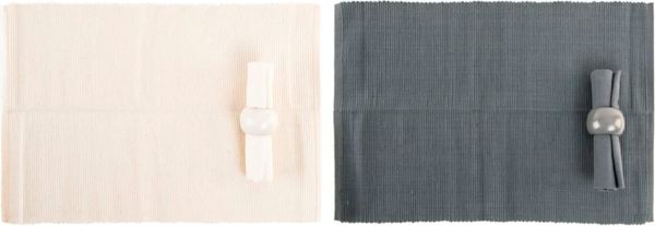 DKD Home Decor Tischset der Marke, Beige und Grau, aus Baumwolle (40 x 56 x 33 cm) (2 Stück)