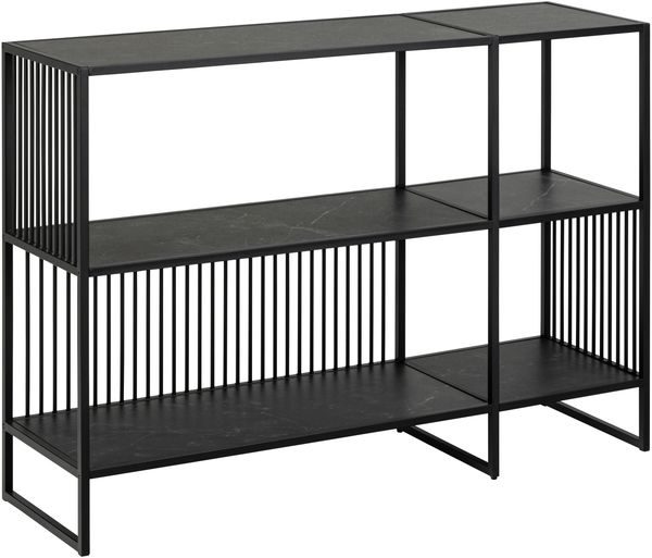 Regal >Strington< in schwarz, MDF & Melamin - 120x83x35cm (BxHxT)
