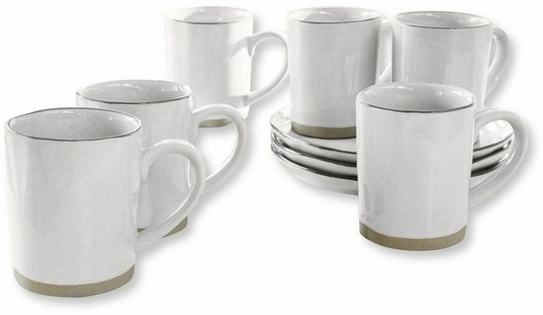 Mirabeau Geschirr-Set Tasse 6er Set Biarré weiß, Steinzeug