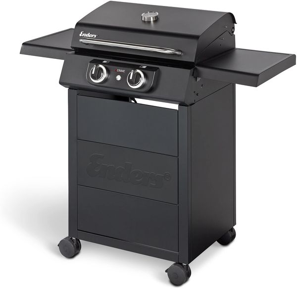 Enders® Elektrogrill eCRAVE 2, mit Gussrost, Grillwagen mit viel Stauraum, SIMPLE CLEAN™ Reinigungssystem, 2 leistungsstarke Heizelemente, formstabile Garhaube mit integriertem Thermometer #97116