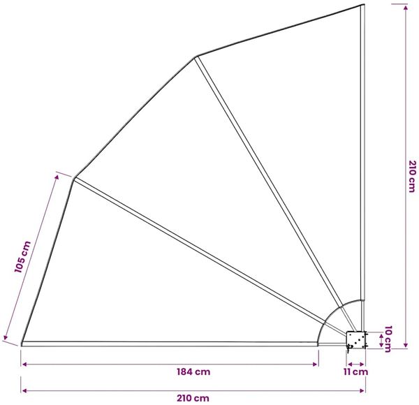 vidaXL Faltbarer Balkonfächer Grau 210×210 cm 41573 Bild 10