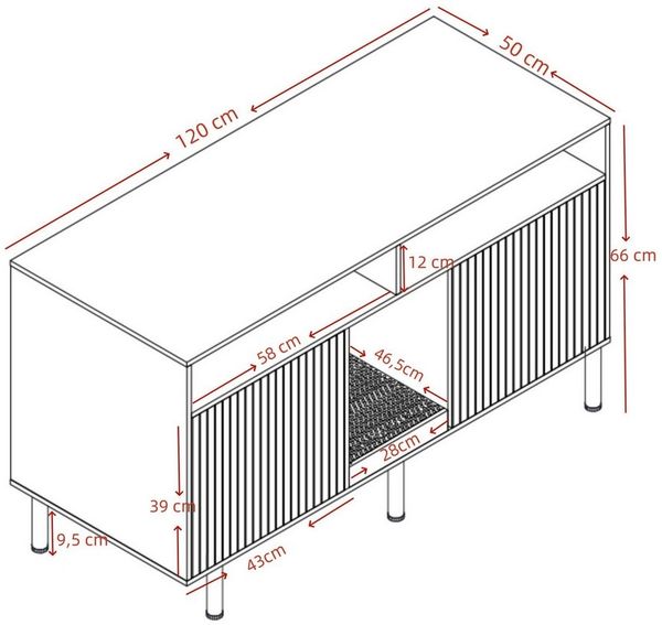 Celya Sideboard Katzentoiletten-Schrank/Katzenstreuwanne-Schrank mit Sandauffangmatte (ohne Katzenstreuwanne, 120 x 50 x 66 cm, Nussbaumfarbe), Haustier-Schrank mit Ablage, Haustier-Sideboard/TV-Schrank