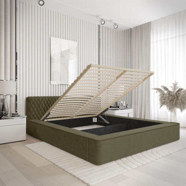 Polsterbett Doppelbett NORFOLK Komplettset 160x200cm in Stoff Ditra Forest Bild 3