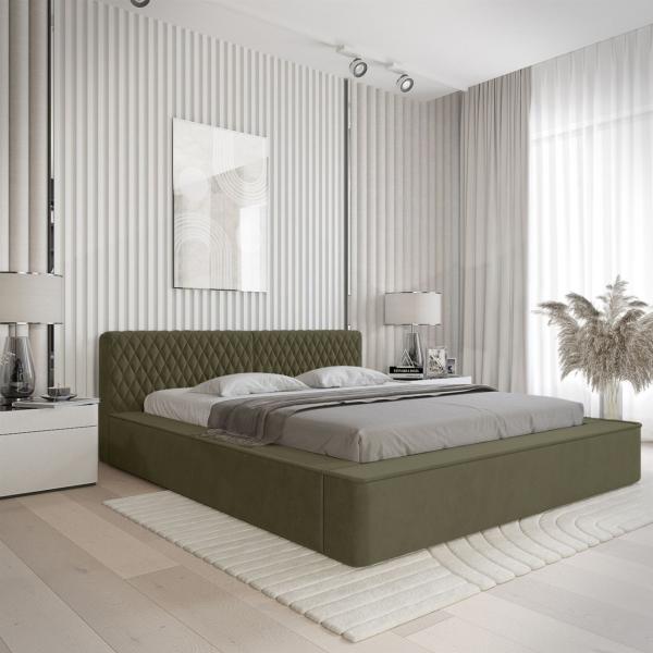 Polsterbett Doppelbett NORFOLK Komplettset 160x200cm in Stoff Ditra Forest Bild 1