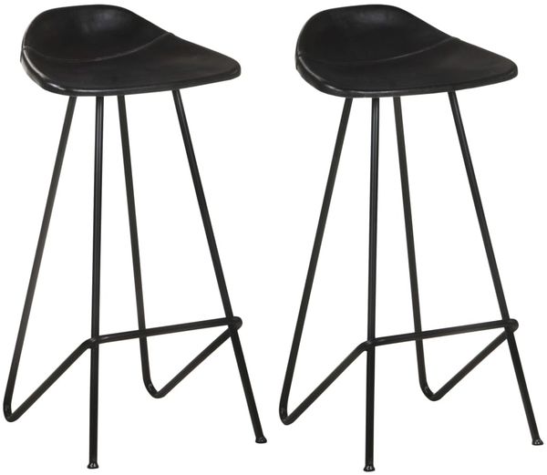 vidaXL Barhocker 2 Stk. Schwarz Echtleder 320641