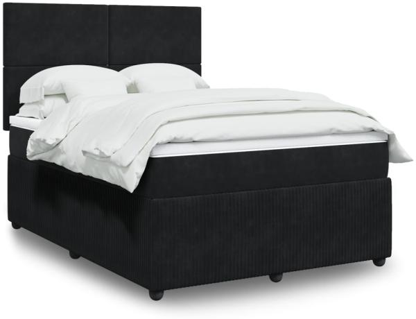 vidaXL Boxspringbett mit Matratze Schwarz 140x190 cm Samt 3294630