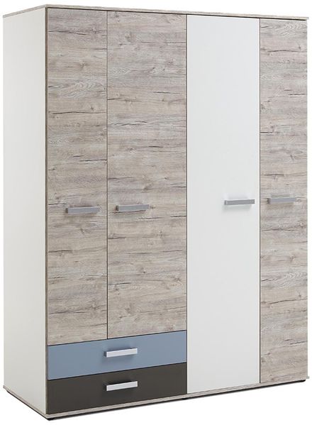 Drehtürenschrank >Ferdy< in Weiß - 150x193,5x60cm (BxHxT)