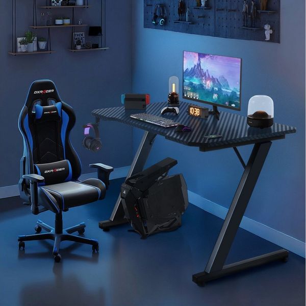 HOMALL Gamingtisch Gaming Tisch Computertisch Schreibtisch 120 x 60 cm, Z-Frame (Gamer Tisch,Schreibtisch,Ergonomischer PC-Schreibtisch mit Kopfhörerhaken,PC Tisch,1-St)