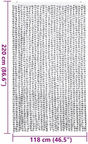 vidaXL Fliegenvorhang Hellgrau und Dunkelgrau 118x220 cm Chenille 4004890 Bild 7