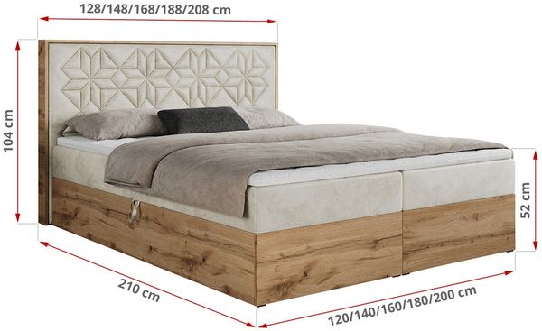 Boxspringbett mit Kopfteil und Topper, Polsterbett - NESSI - 180 x 200 cm - Beige Velvet - H4 - Topper T25 Bild 5