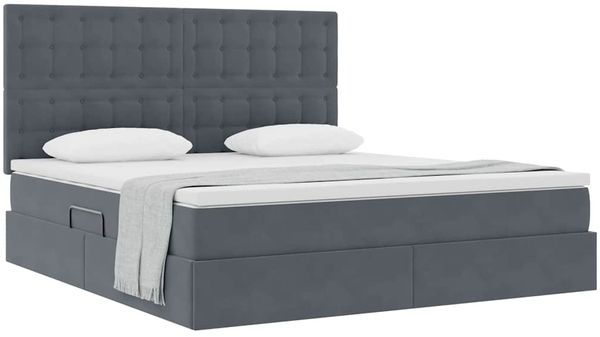 vidaXL Aufbewahrungsbett mit Matratze Dunkelgrau 160 x 200 cm Samt 3372160 Bild 3