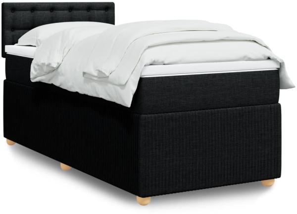 vidaXL Boxspringbett mit Matratze Schwarz 80x200 cm Stoff 3289599