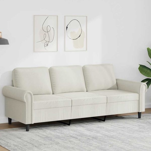 vidaXL 3-Sitzer-Sofa Creme 180 cm Samt 359547