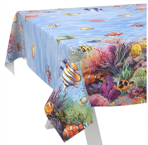 ANRO Tischdecke Wachstuch abwaschbar Aquarium Tischwäsche (Einzelstück 1-tlg), wasserabweisend pflegeleicht Fotoprint Bunt 100x140cm