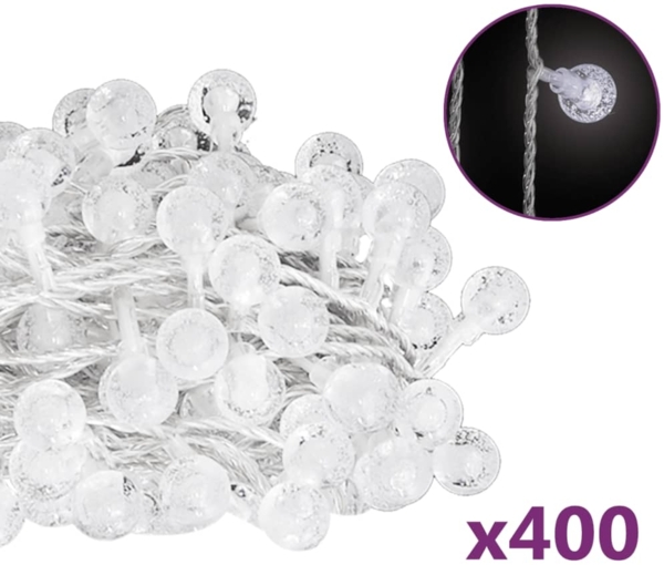 vidaXL Lichterkette Kugeln 40 m 400 LED Kaltweiß 8 Funktionen 328815