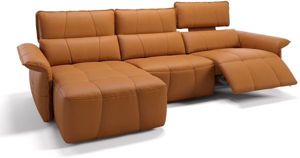 Sofanella Ecksofa ADRIA Ledersofa Eckcouch Echtleder in Cognac