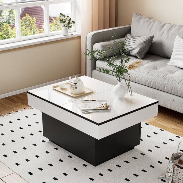 TWSOUL Couchtisch Wohnzimmertisch mit 2 Stauräume, Beistelltisch, Sofatisch