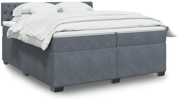 vidaXL Boxspringbett mit Matratze Dunkelgrau 200x200 cm Samt 3286409