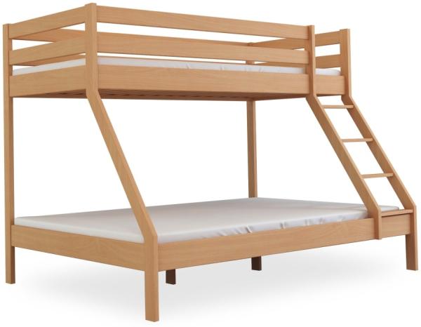 Bubema Maxi Kinder Etagenbett / Hochbett, Buche massiv, natur oder weiß lackiert : Natur lackiert