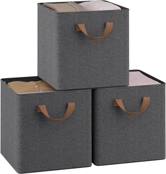 Woltu Aufbewahrungsbox (3 St), faltbare Stoffboxen 3 Stück, mit Griffen Metallrahmen
