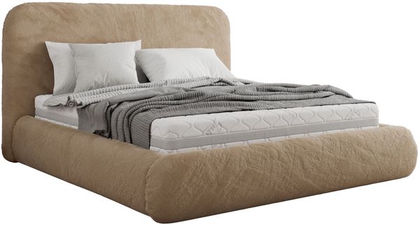Bett mit Stauraum Polsterbett BENEA CLASSIC, Doppelbett mit Lattenrost Gepolstertes Kopfteil Gasdruckfeder Schlafzimmerbett - 180 x 200 cm - Beige Plüsch Bild 5