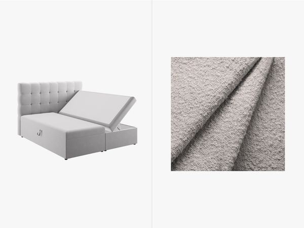 Micadoni Boxspringbett Mamaia Boucle Baloo Hellgrau 160x200