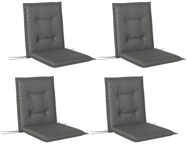 Outsunny Sitzkissen 4er Set, 108 x 50 x 5 cm, mit Bändern, für Gartenmöbel, Sitzsthul, Essstuhl, Hellgrau