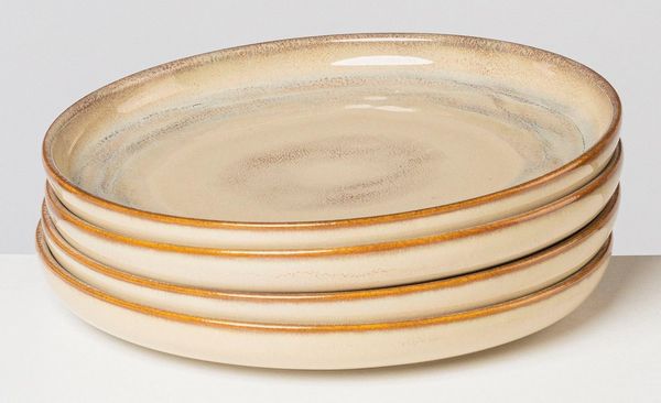 Gipfelstück Dessertteller Nebelwald, (4 St), Scandi-Style, glänzende Reaktivglasur, jedes Stück ein Unikat