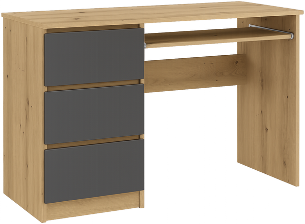 Shefa Schreibtisch CINA 90x50 cm Computertisch mit 3 Schubladen Graphit Artisan Eiche Bild 6