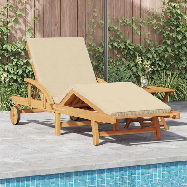vidaXL Sonnenliege 2 pcs Beige Massivholz Akazie 3325181