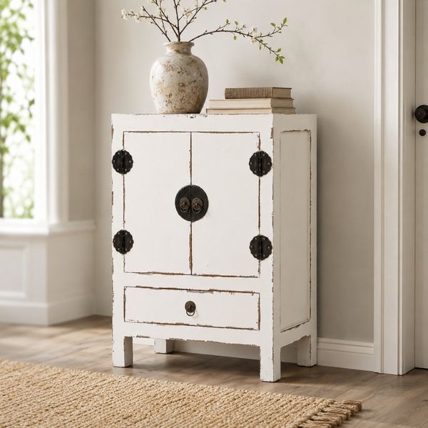 Kommode ASIA-M Shabby Weiß Mahagoni Schrank Sideboard Hochzeitsschrank