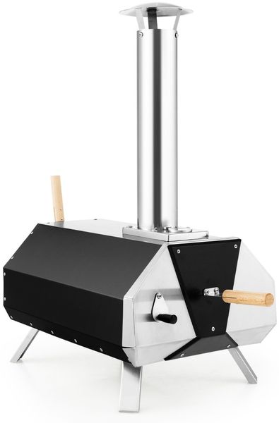 Outdoor Pizzaofen mit Pizzastein & Pizzaschaufel & Thermometer & Klappbaren Beinen