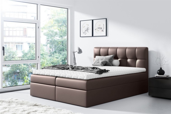 Boxspringbett Schlafzimmerbett CARMEN 180x220 cm Kunstleder Braun