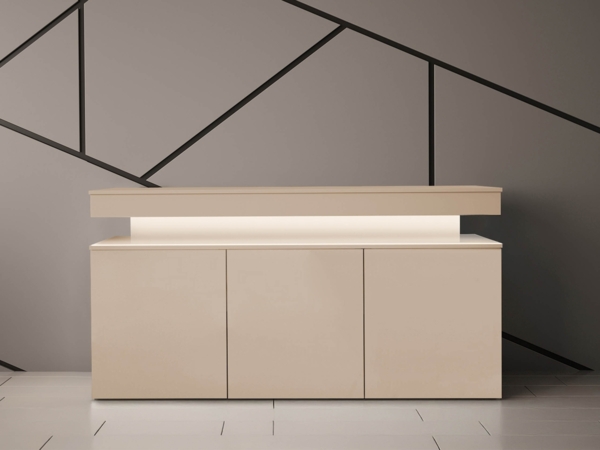 Kommode Glossa Bis 3D 160 (Farbe: Wüstensand, mit weißer LED-Beleuchtung) Bild 2