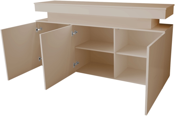 Kommode Glossa Bis 3D 160 (Farbe: Wüstensand, mit weißer LED-Beleuchtung) Bild 4