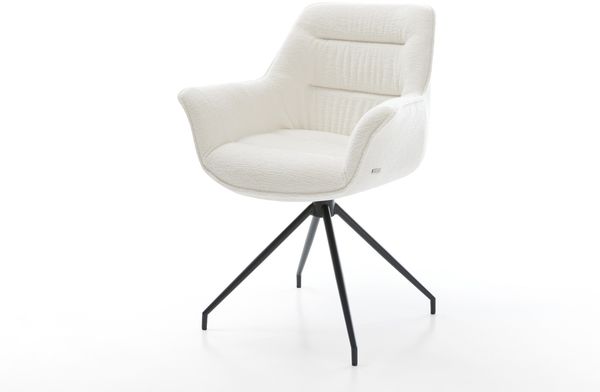 Esszimmerstuhl Kaira-Flex Bouclé Soft Beige Kreuzgestell konisch Schwarz