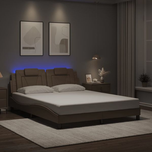 vidaXL Bettgestell "Viana" mit LED ohne Matratze Cappuccino-Braun 160x200 cm 3214033