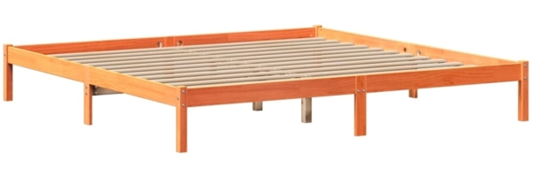 vidaXL Massivholzbett mit Regal ohne Matratze Wachsbraun 200x200 cm 3321609 Bild 4