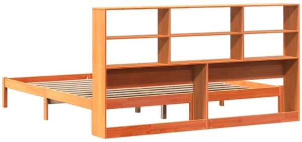 vidaXL Massivholzbett mit Regal ohne Matratze Wachsbraun 200x200 cm 3321609 Bild 7