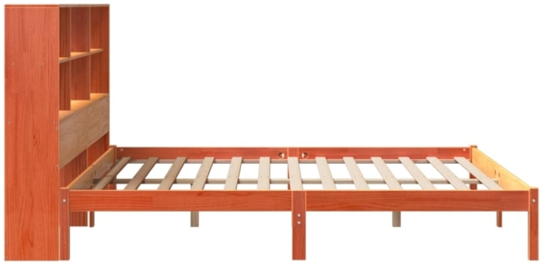vidaXL Massivholzbett mit Regal ohne Matratze Wachsbraun 200x200 cm 3321609 Bild 6