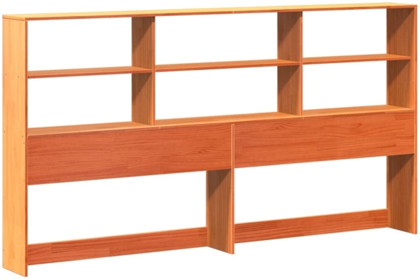 vidaXL Massivholzbett mit Regal ohne Matratze Wachsbraun 200x200 cm 3321609 Bild 5